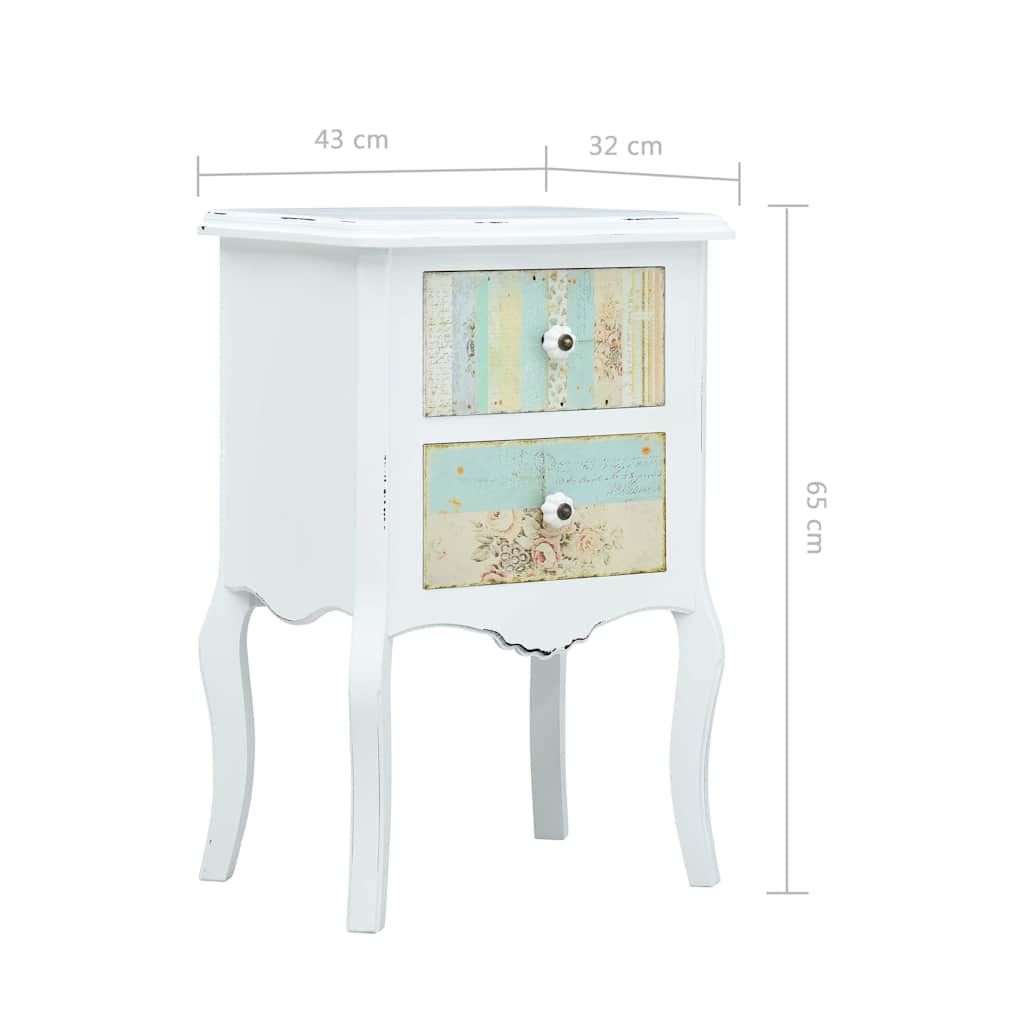 Κομοδίνο Λευκό / Καφέ 43 x 32 x 65 εκ. από MDF