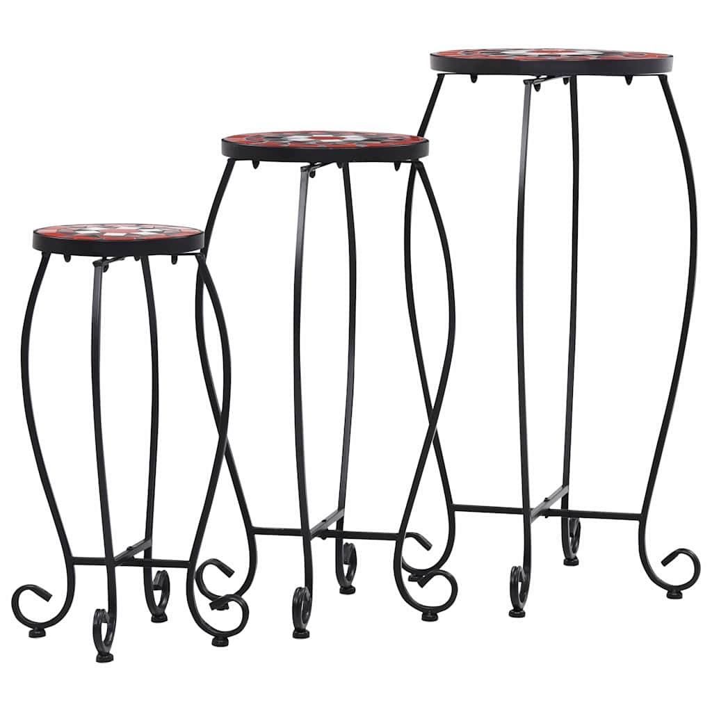 Τραπέζια «Μωσαϊκό» 3 Τεμ. Τερακότα /Λευκά Κεραμικά