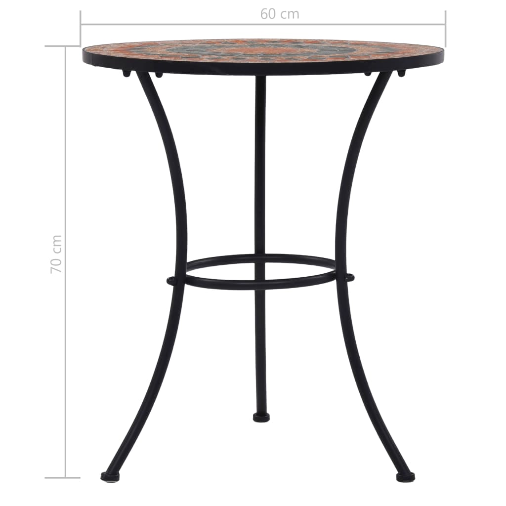 Τραπέζι Bistro «Μωσαϊκό» Πορτοκαλί/Γκρι 60 εκ. Κεραμικό