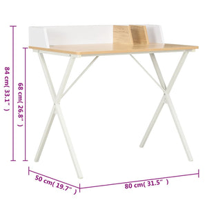 Γραφείο Λευκό / Φυσικό Χρώμα 80 x 50 x 84 εκ. - PAKOBAZAAR