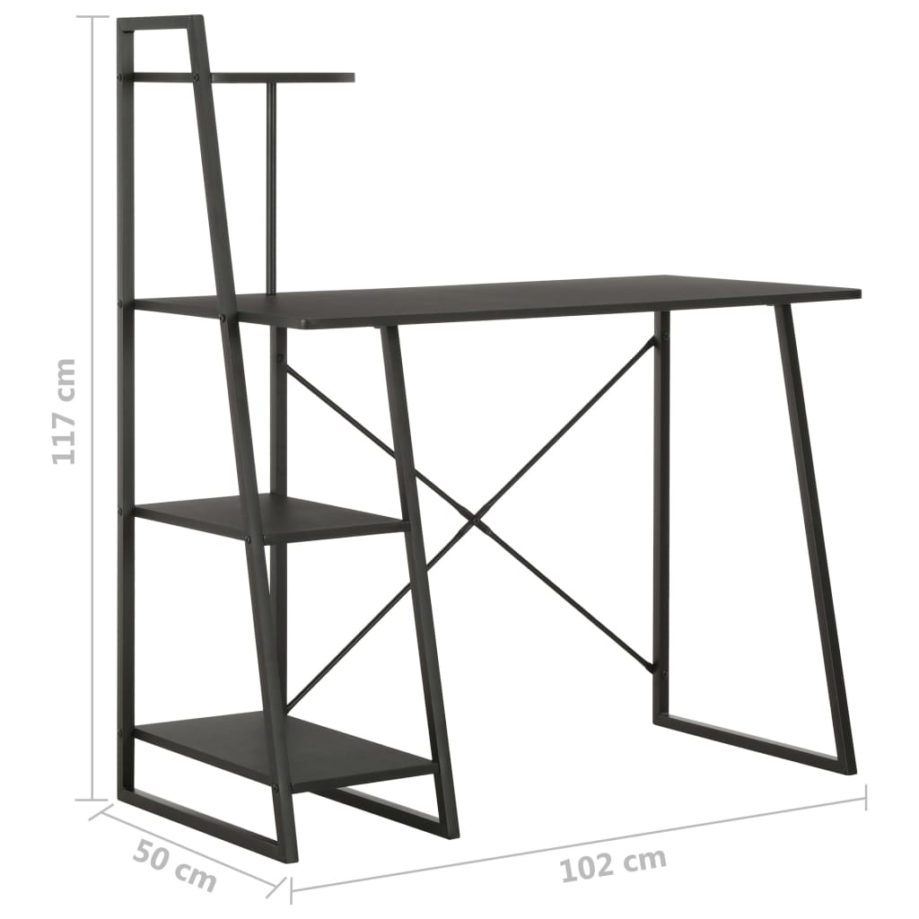 Γραφείο με Ράφια Μαύρο 102 x 50 x 117 εκ.