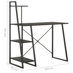 Γραφείο με Ράφια Μαύρο 102 x 50 x 117 εκ.