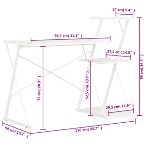 Γραφείο με Ράφια Λευκό 116 x 50 x 93 εκ. - PAKOBAZAAR