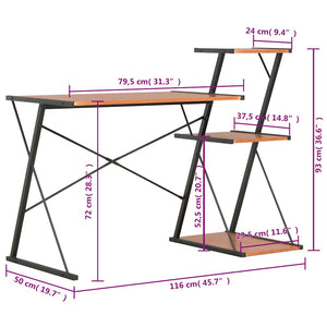 Γραφείο με Ράφια Μαύρο / Καφέ 116 x 50 x 93 εκ. - PAKOBAZAAR