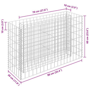 Συρματοκιβώτιο-Γλάστρα Υπερυψωμένη 90x30x60 εκ. Γαλβ. Χάλυβας - PAKOBAZAAR