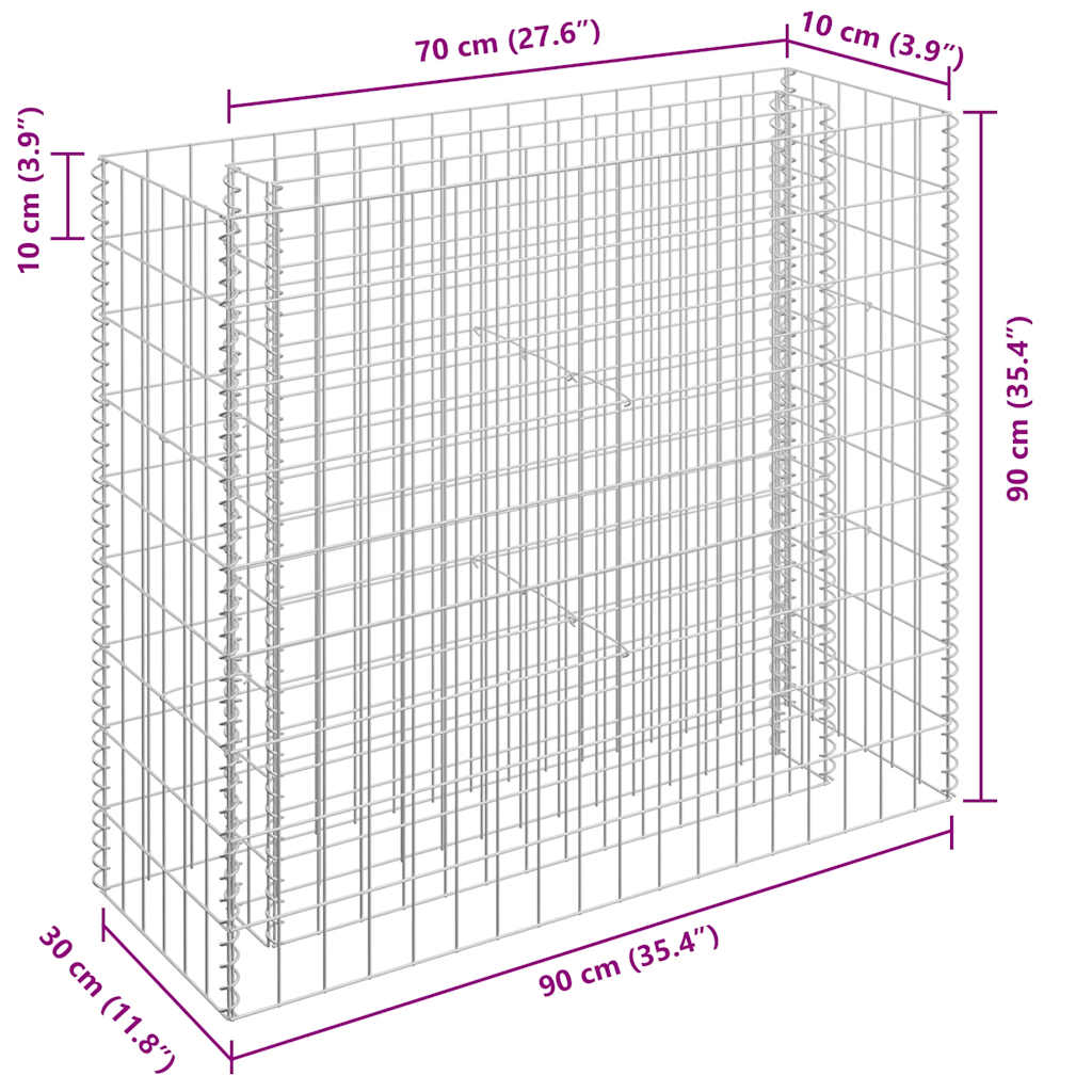 Συρματοκιβώτιο-Γλάστρα Υπερυψωμένη 90x30x90 εκ. Γαλβ. Χάλυβας - PAKOBAZAAR