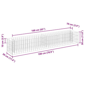 Συρματοκιβώτιο-Γλάστρα Υπερυψωμένη 180x30x30 εκ. Γαλβ. Χάλυβας - PAKOBAZAAR