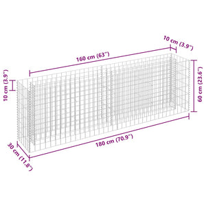 Συρματοκιβώτιο-Γλάστρα Υπερυψωμένη 180x30x60 εκ. Γαλβ. Χάλυβας - PAKOBAZAAR