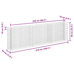 Συρματοκιβώτιο-Γλάστρα Υπερυψωμένη 270x30x90 εκ. Γαλβ. Χάλυβας - PAKOBAZAAR