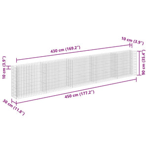 Συρματοκιβώτιο-Γλάστρα Υπερυψωμένη 450x30x90 εκ. Γαλβ. Χάλυβας - PAKOBAZAAR