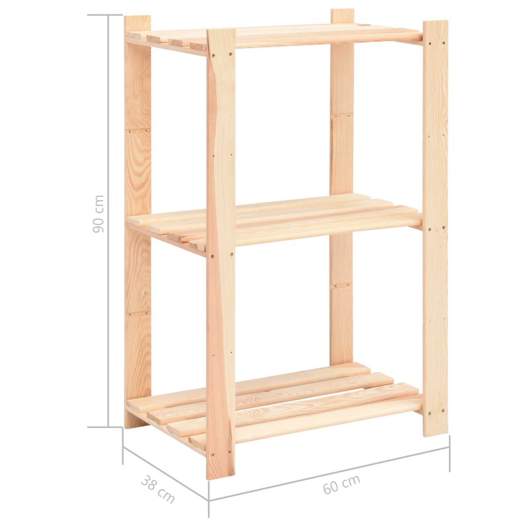 Ραφιέρα 3 Επιπέδων 150 κ. 60x38x90 εκ. από Μασίφ Ξύλο Πεύκου - Pakobazaar