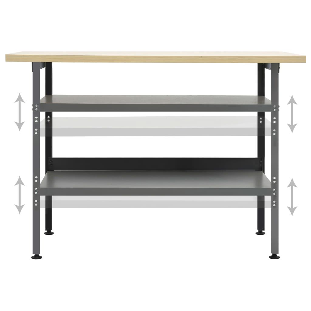 Πάγκος Εργασίας Γκρι 120 x 60 x 85 εκ. Ατσάλινος - PAKOBAZAAR