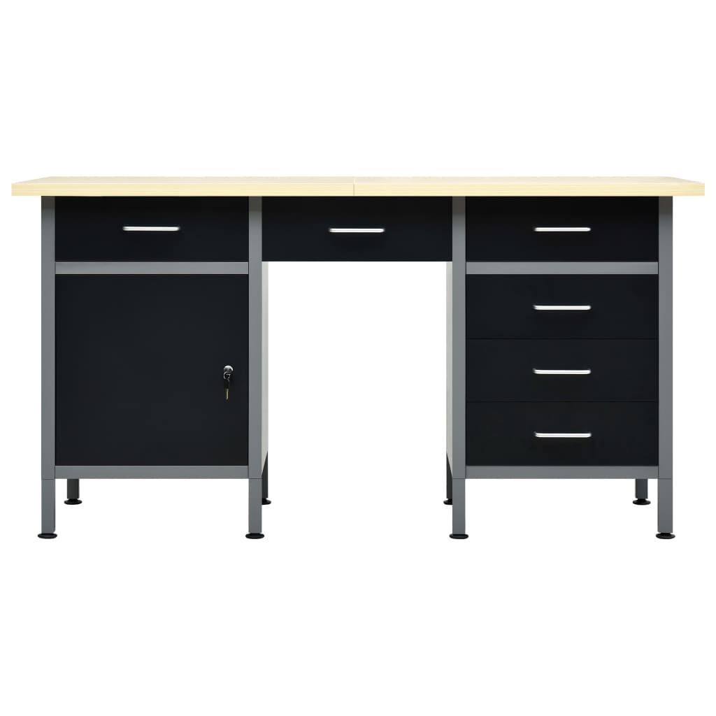 Πάγκος Εργασίας Μαύρος 160 x 60 x 85 εκ. Ατσάλινος - PAKOBAZAAR