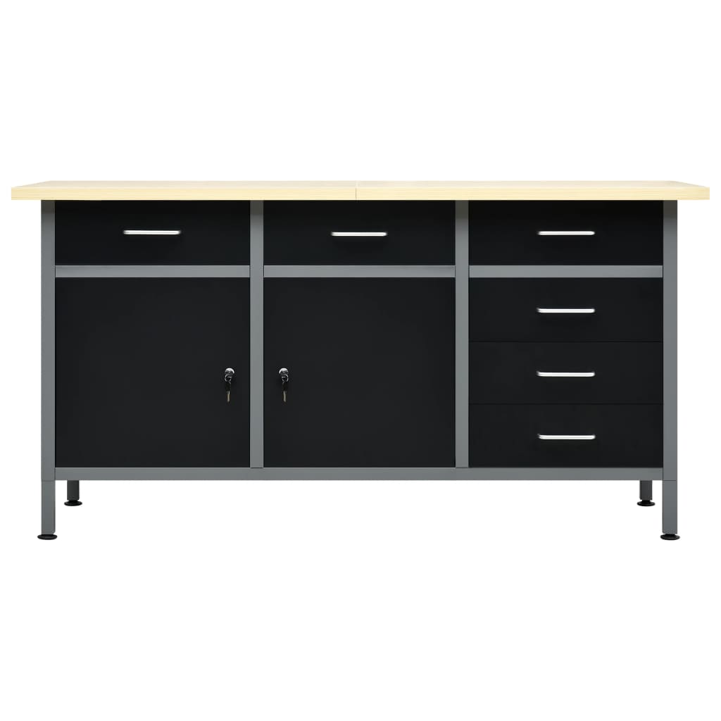 Πάγκος Εργασίας Μαύρος 160 x 60 x 85 εκ. Ατσάλινος - PAKOBAZAAR