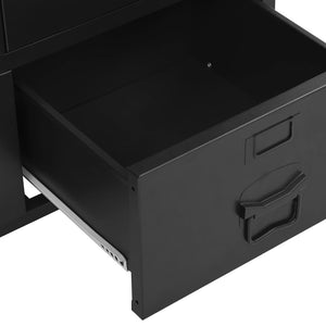 Ντουλάπι Γραφείου Πόρτες με Πλέγμα Μαύρο 75x40x120 εκ. Ατσάλινο - PAKOBAZAAR
