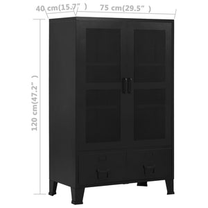 Ντουλάπι Γραφείου Πόρτες με Πλέγμα Μαύρο 75x40x120 εκ. Ατσάλινο - PAKOBAZAAR