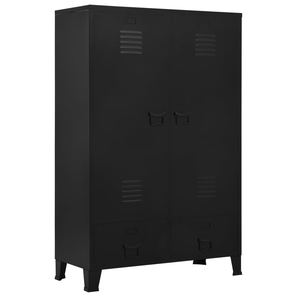 Ντουλάπα Βιομηχανικού Στιλ Μαύρη 90 x 40 x 140 εκ. Ατσάλινη - PAKOBAZAAR