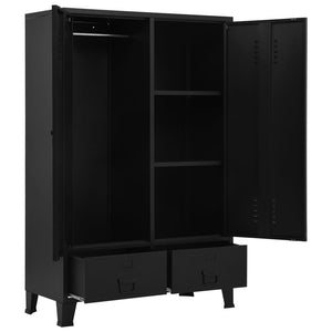 Ντουλάπα Βιομηχανικού Στιλ Μαύρη 90 x 40 x 140 εκ. Ατσάλινη - PAKOBAZAAR