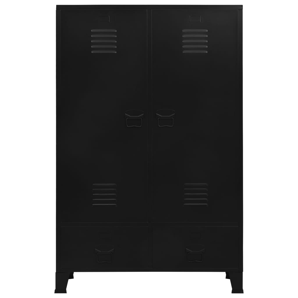 Ντουλάπα Βιομηχανικού Στιλ Μαύρη 90 x 40 x 140 εκ. Ατσάλινη - PAKOBAZAAR