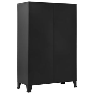 Ντουλάπα Βιομηχανικού Στιλ Μαύρη 90 x 40 x 140 εκ. Ατσάλινη - PAKOBAZAAR