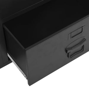 Ντουλάπα Βιομηχανικού Στιλ Μαύρη 90 x 40 x 140 εκ. Ατσάλινη - PAKOBAZAAR