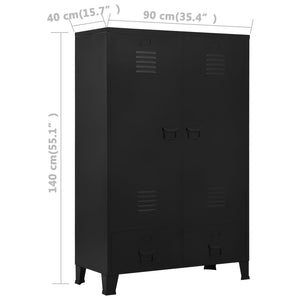 Ντουλάπα Βιομηχανικού Στιλ Μαύρη 90 x 40 x 140 εκ. Ατσάλινη - PAKOBAZAAR