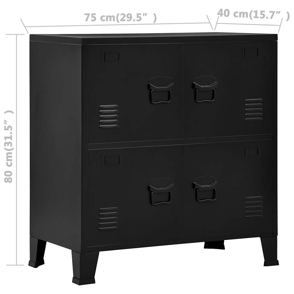 Αρχειοθήκη Βιομηχανικού Στιλ Μαύρη 75 x 40 x 80 εκ. Ατσάλινη - PAKOBAZAAR