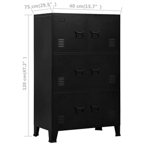 Αρχειοθήκη Βιομηχανικού Στιλ Μαύρη 75 x 40 x 120 εκ. Ατσάλινη - PAKOBAZAAR