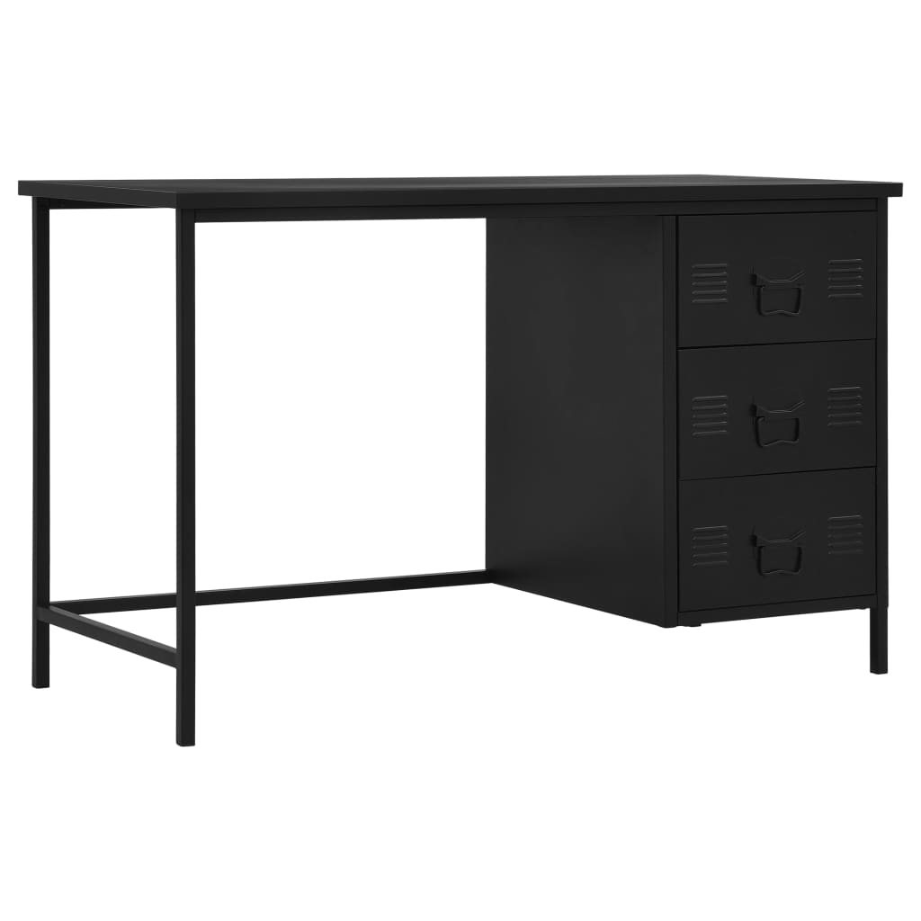 Γραφείο με Συρτάρια Βιομηχανικό Μαύρο 120x55x75 εκ. Ατσάλινο - PAKOBAZAAR