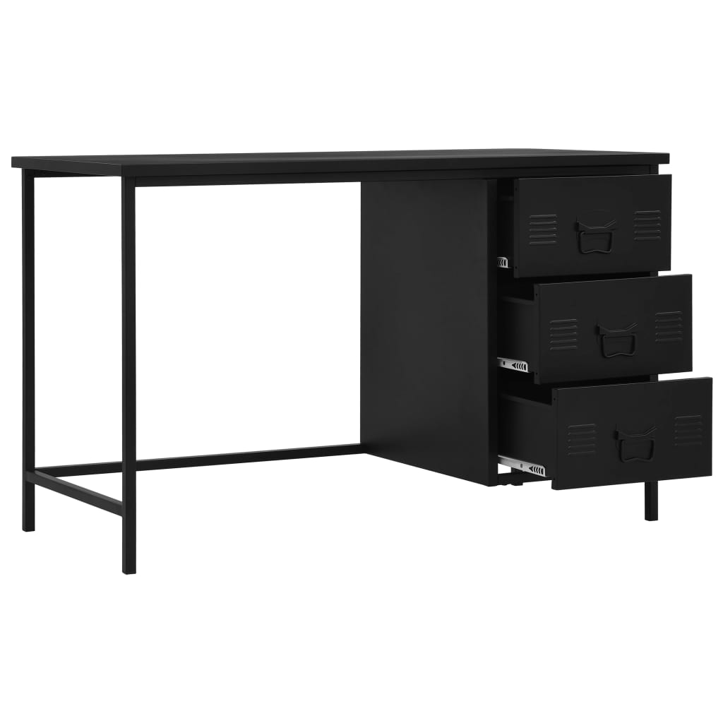 Γραφείο με Συρτάρια Βιομηχανικό Μαύρο 120x55x75 εκ. Ατσάλινο - PAKOBAZAAR