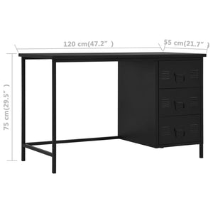 Γραφείο με Συρτάρια Βιομηχανικό Μαύρο 120x55x75 εκ. Ατσάλινο - Pakobazaar