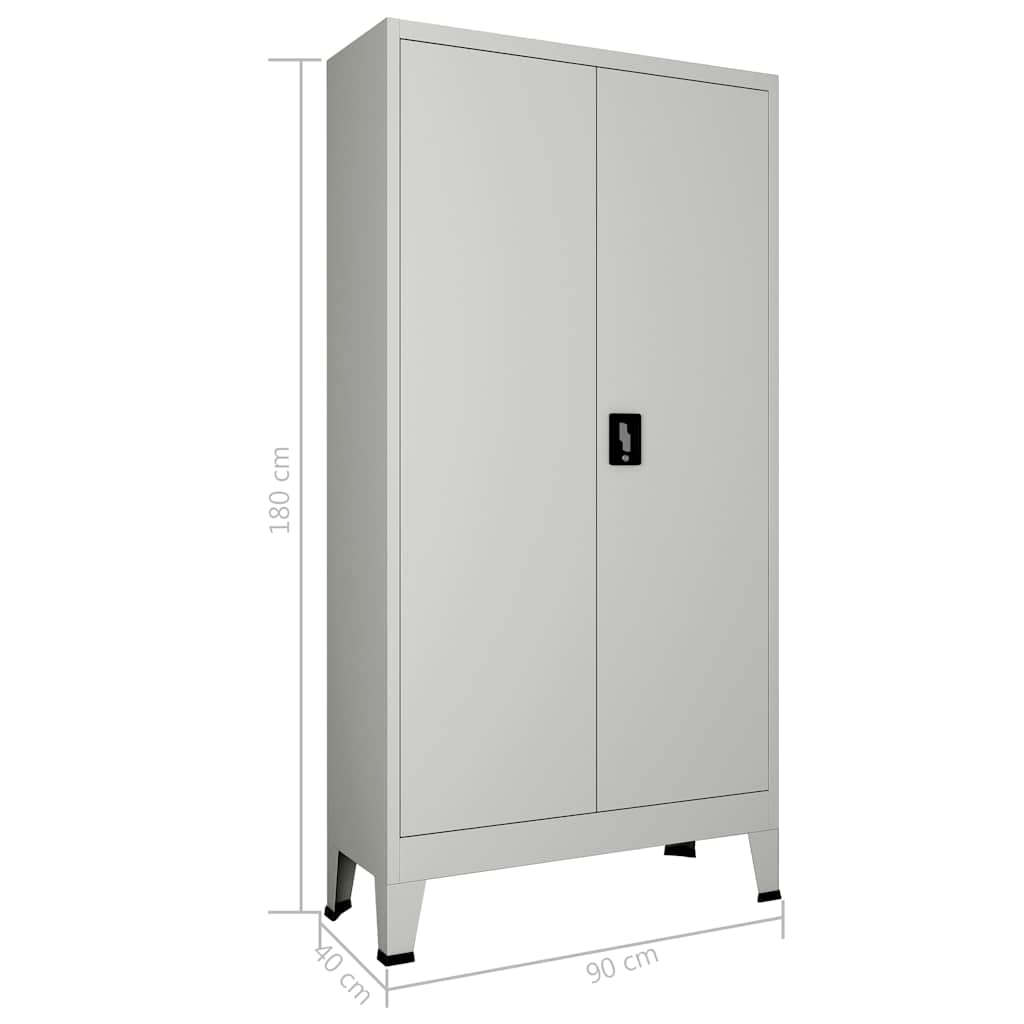 Ντουλάπα Γραφείου με 2 Πόρτες Γκρι 90 x 40 x 180 εκ. Ατσάλινη - Pakobazaar