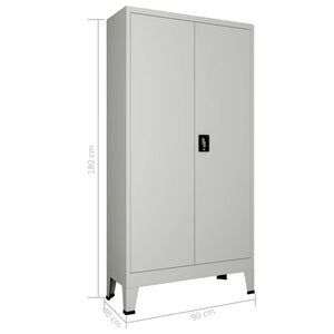 Ντουλάπα Γραφείου με 2 Πόρτες Γκρι 90 x 40 x 180 εκ. Ατσάλινη - Pakobazaar