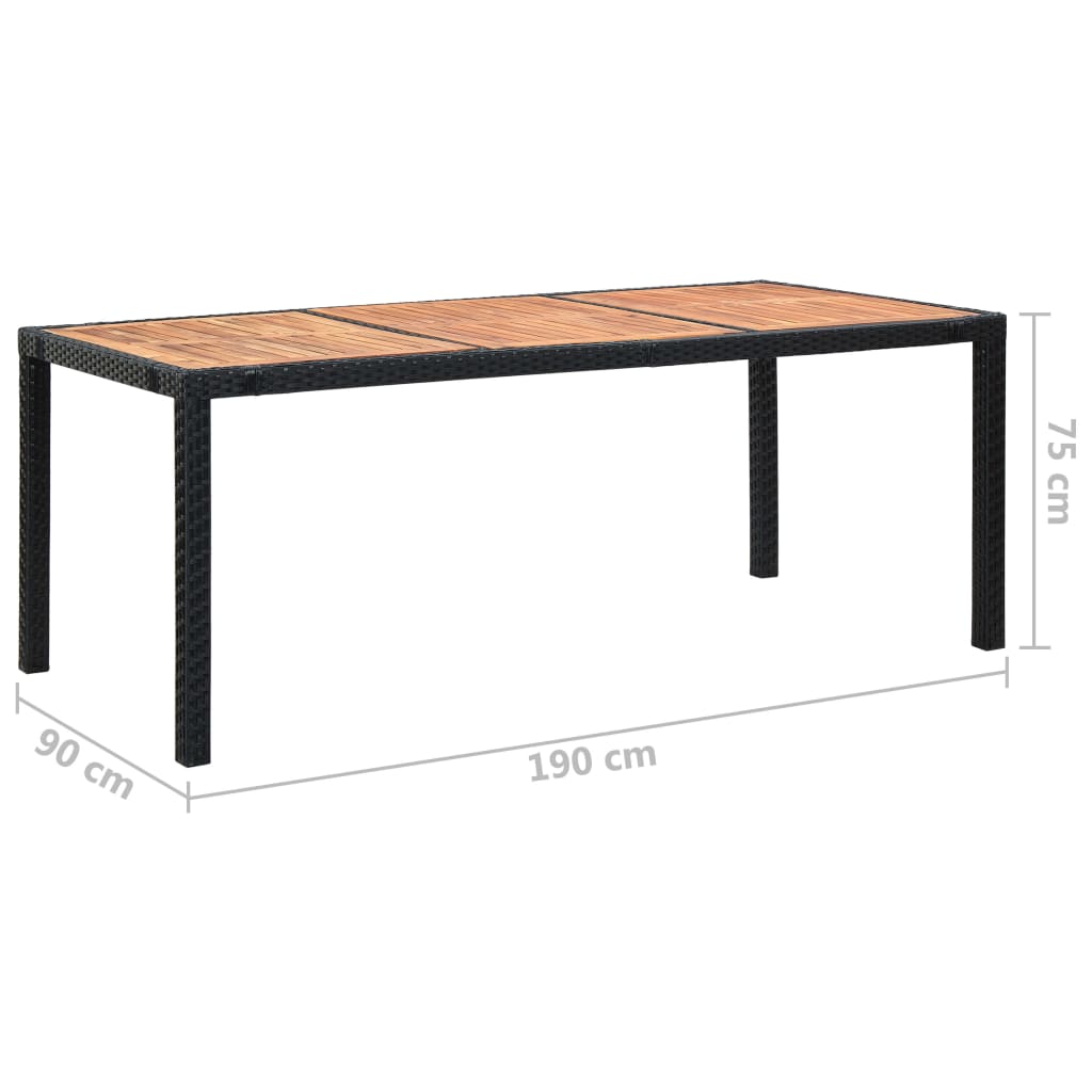 Σετ Τραπεζαρίας Εξ. Χώρου 9 τεμ. Μαύρo Συνθ. Ρατάν/Ξύλο Ακακίας