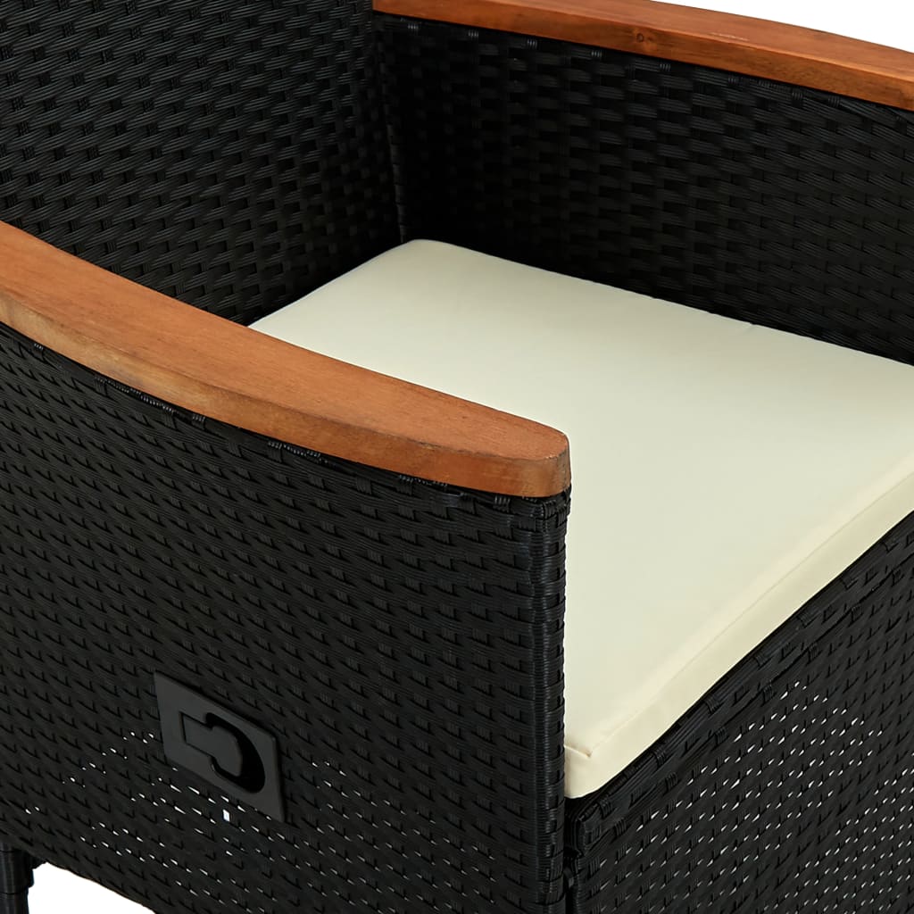 Σετ Τραπεζαρίας Εξ. Χώρου 9 τεμ. Μαύρo Συνθ. Ρατάν/Ξύλο Ακακίας