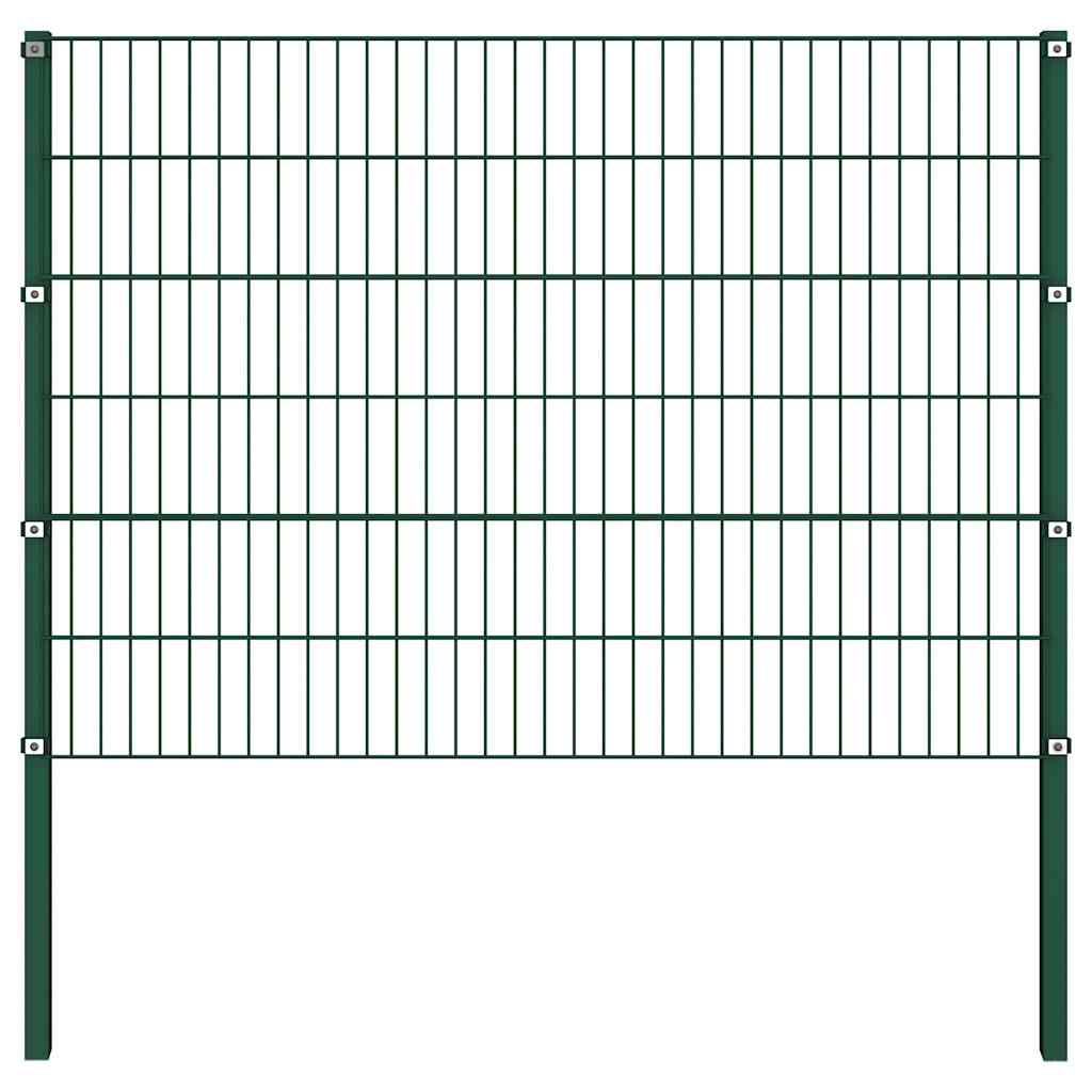 Πάνελ Περίφραξης με Στύλους Σιδερένιο Πράσινο 1730x120 εκ. - Pakobazaar