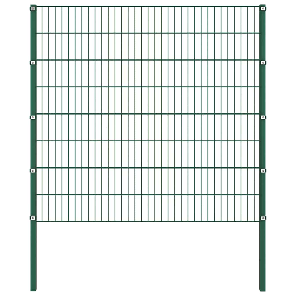Πάνελ Περίφραξης με Στύλους Σιδερένιο Πράσινο 349 x 160 εκ. - Pakobazaar