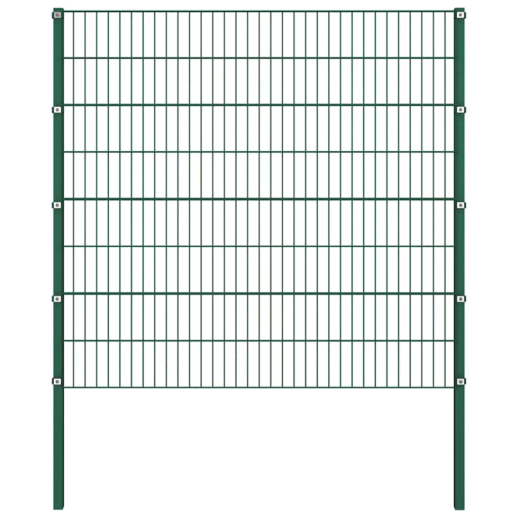 Πάνελ Περίφραξης με Στύλους Σιδερένιο Πράσινο 1040x160 εκ. - Pakobazaar