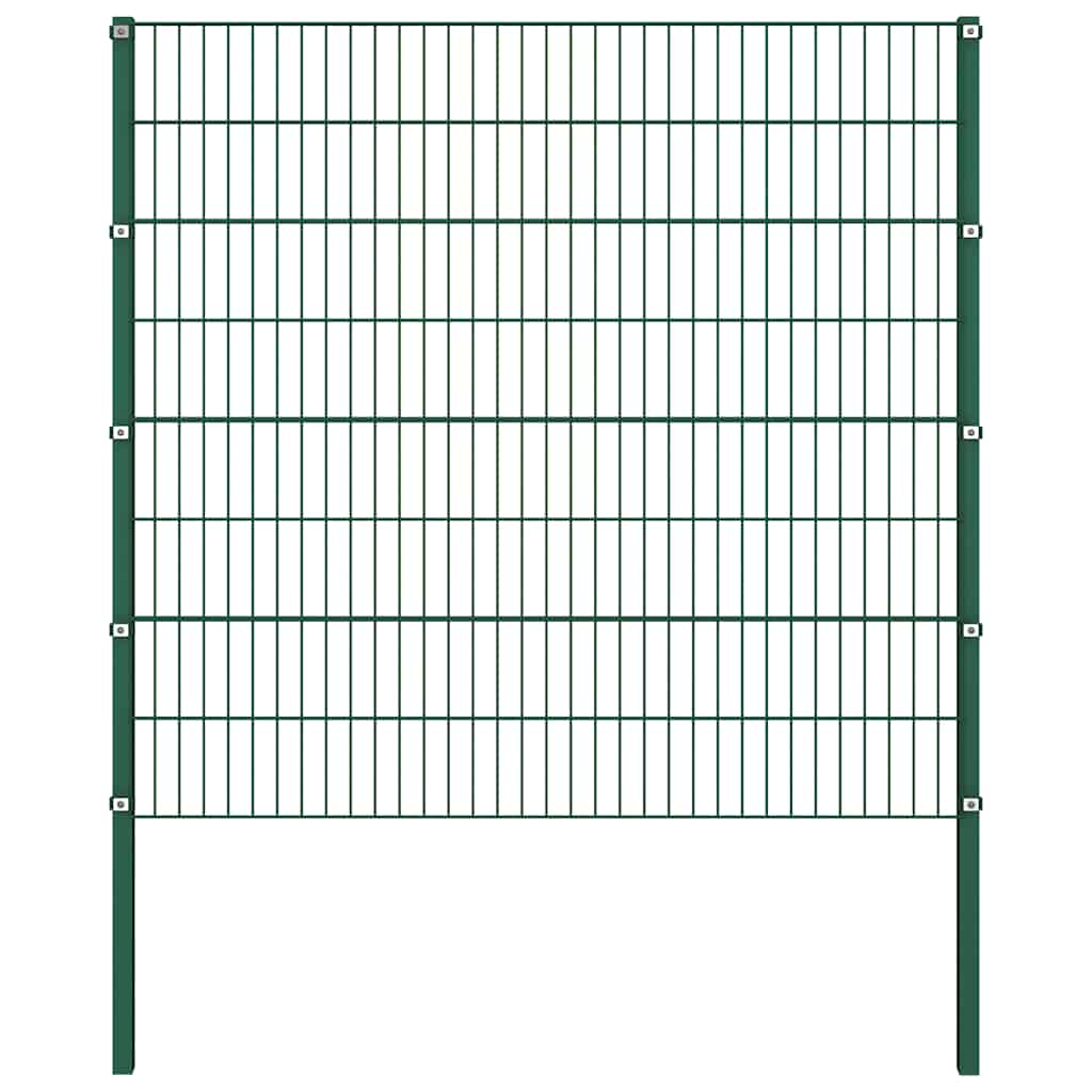 Πάνελ Περίφραξης με Στύλους Σιδερένιο Πράσινο 1385 x 160 εκ. - Pakobazaar