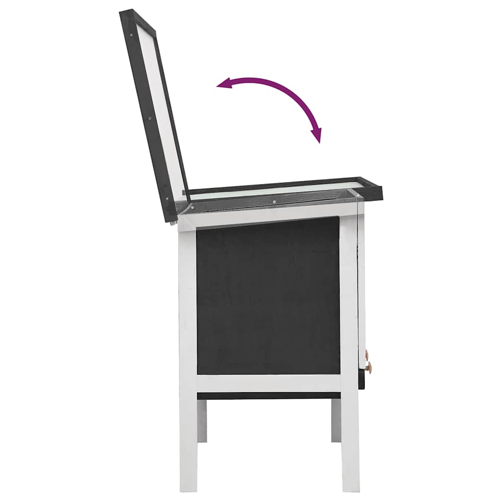 Κλουβί Κουνελιών Εξωτερικού Χώρου με 1 Επίπεδο Γκρι Ξύλινο - PAKOBAZAAR