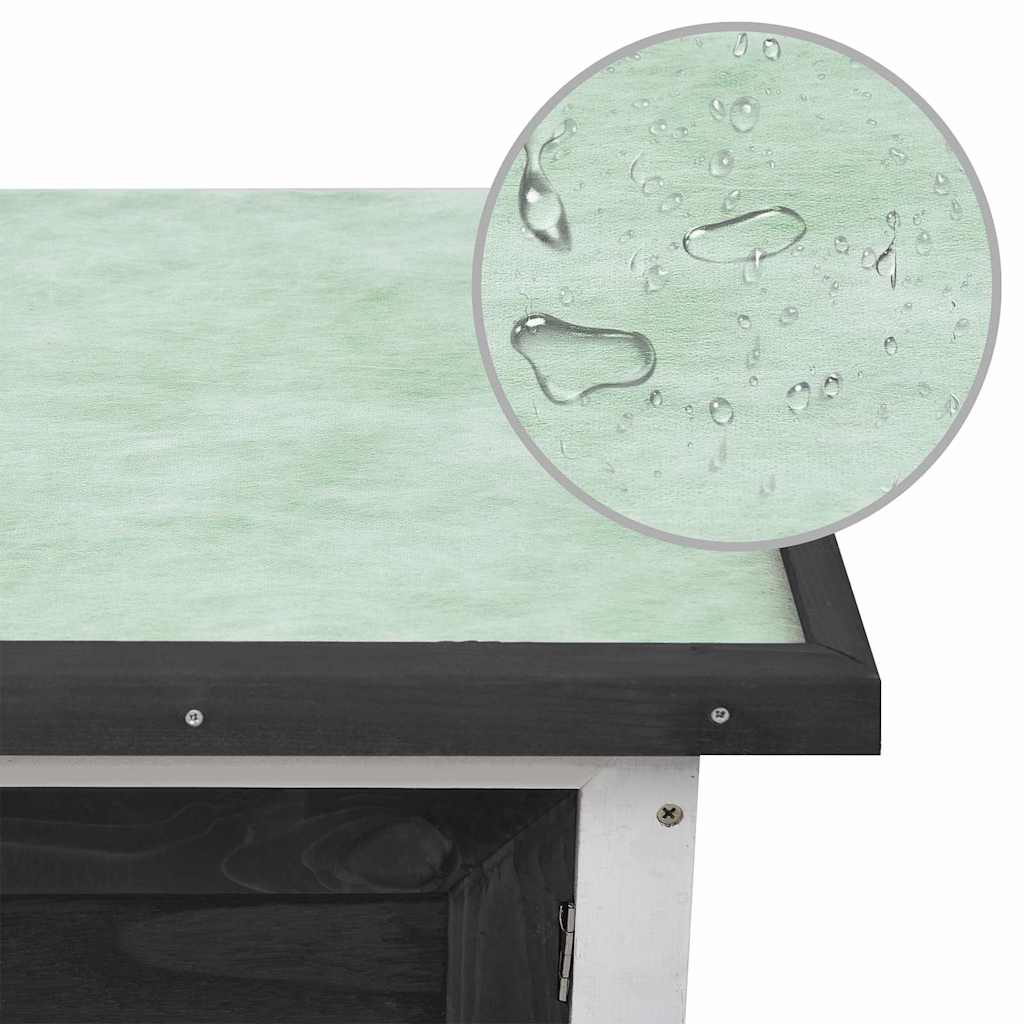 Κλουβί Κουνελιών Εξωτερικού Χώρου με 1 Επίπεδο Γκρι Ξύλινο - PAKOBAZAAR