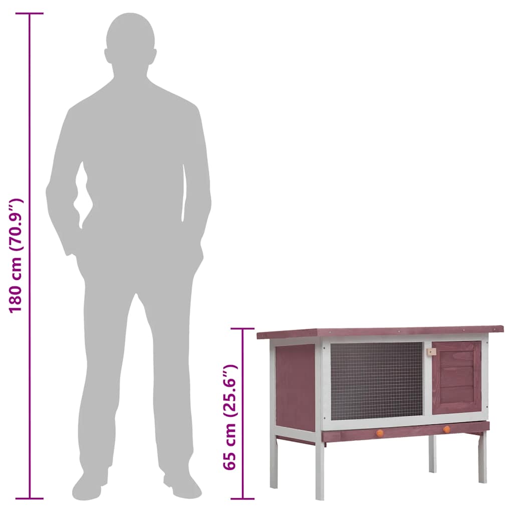Κλουβί Κουνελιών Εξωτερικού Χώρου με 1 Επίπεδο Καφέ Ξύλινο - PAKOBAZAAR