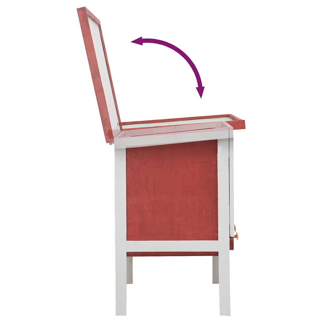 Κλουβί Κουνελιών Εξωτερικού Χώρου με 1 Επίπεδο Κόκκινο Ξύλινο - PAKOBAZAAR