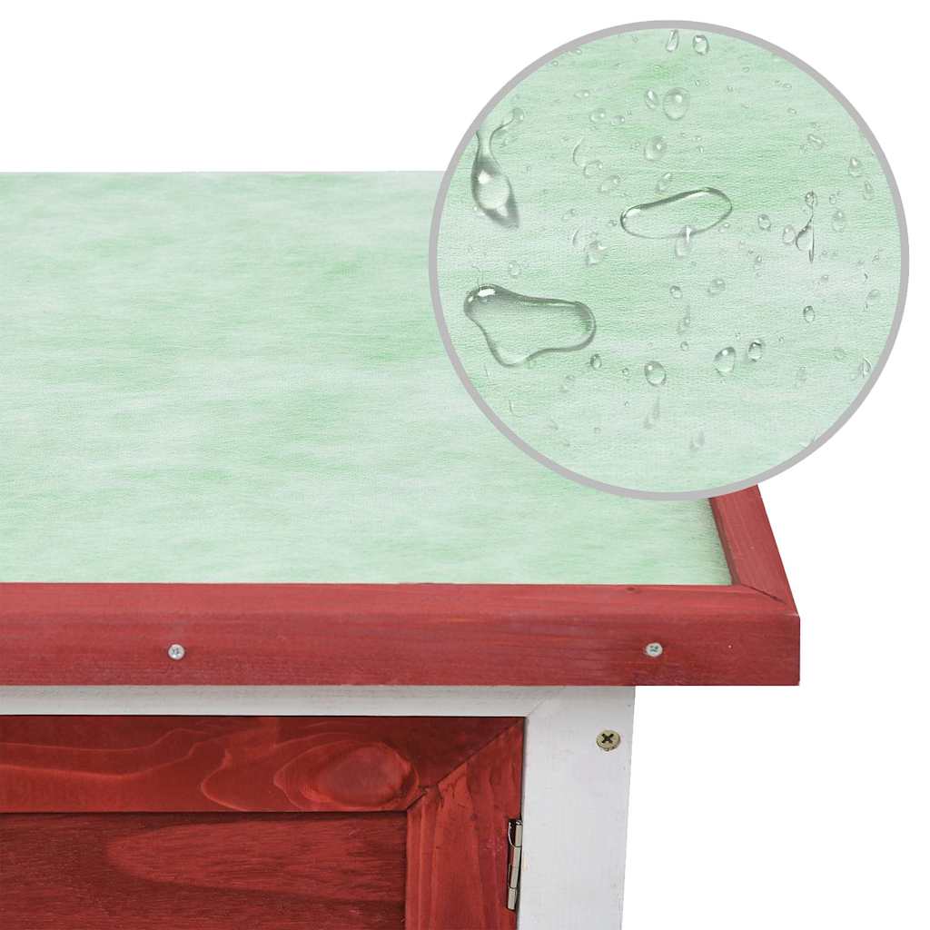 Κλουβί Κουνελιών Εξωτερικού Χώρου με 1 Επίπεδο Κόκκινο Ξύλινο - PAKOBAZAAR