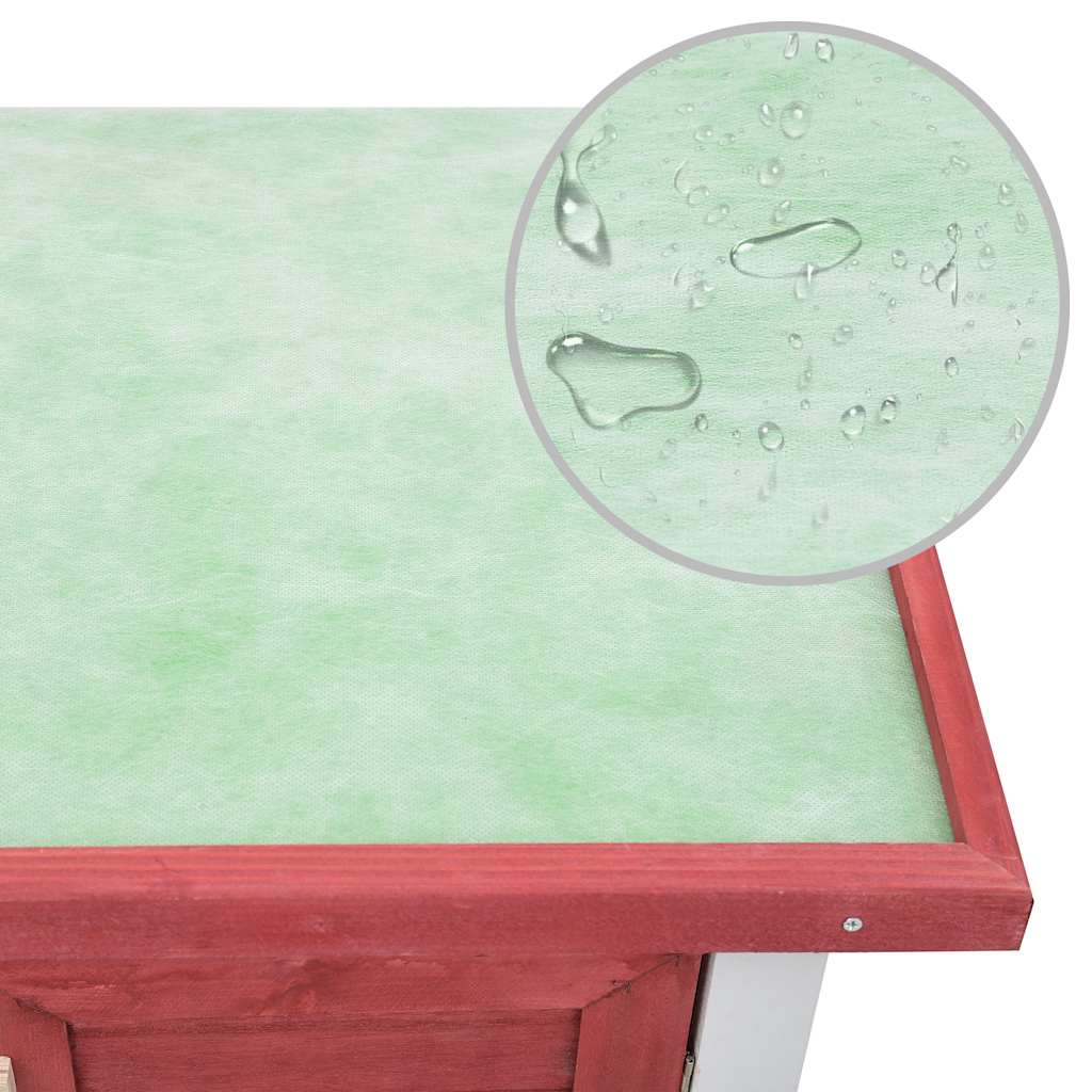 Κλουβί Κουνελιών Εξωτερικού Χώρου με 4 Πόρτες Κόκκινο Ξύλινο - Pakobazaar