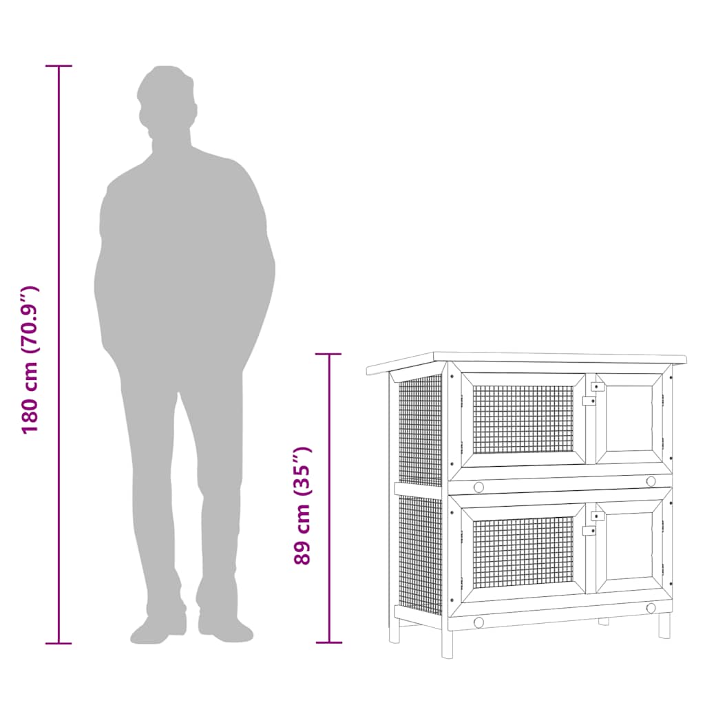 Κλουβί Κουνελιών Εξωτερικού Χώρου με 4 Πόρτες Κόκκινο Ξύλινο - Pakobazaar