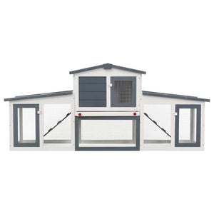 Κλουβί Κουνελιών Μεγάλο Γκρι/Λευκό 201 x 45 x 85 εκ. Ξύλινο - PAKOBAZAAR
