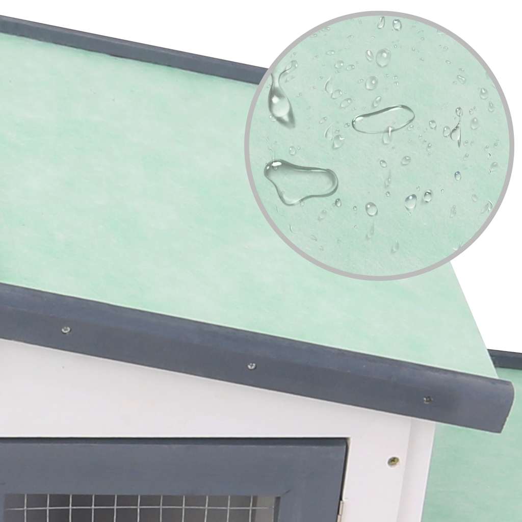 Κλουβί Κουνελιών Μεγάλο Γκρι/Λευκό 201 x 45 x 85 εκ. Ξύλινο - PAKOBAZAAR