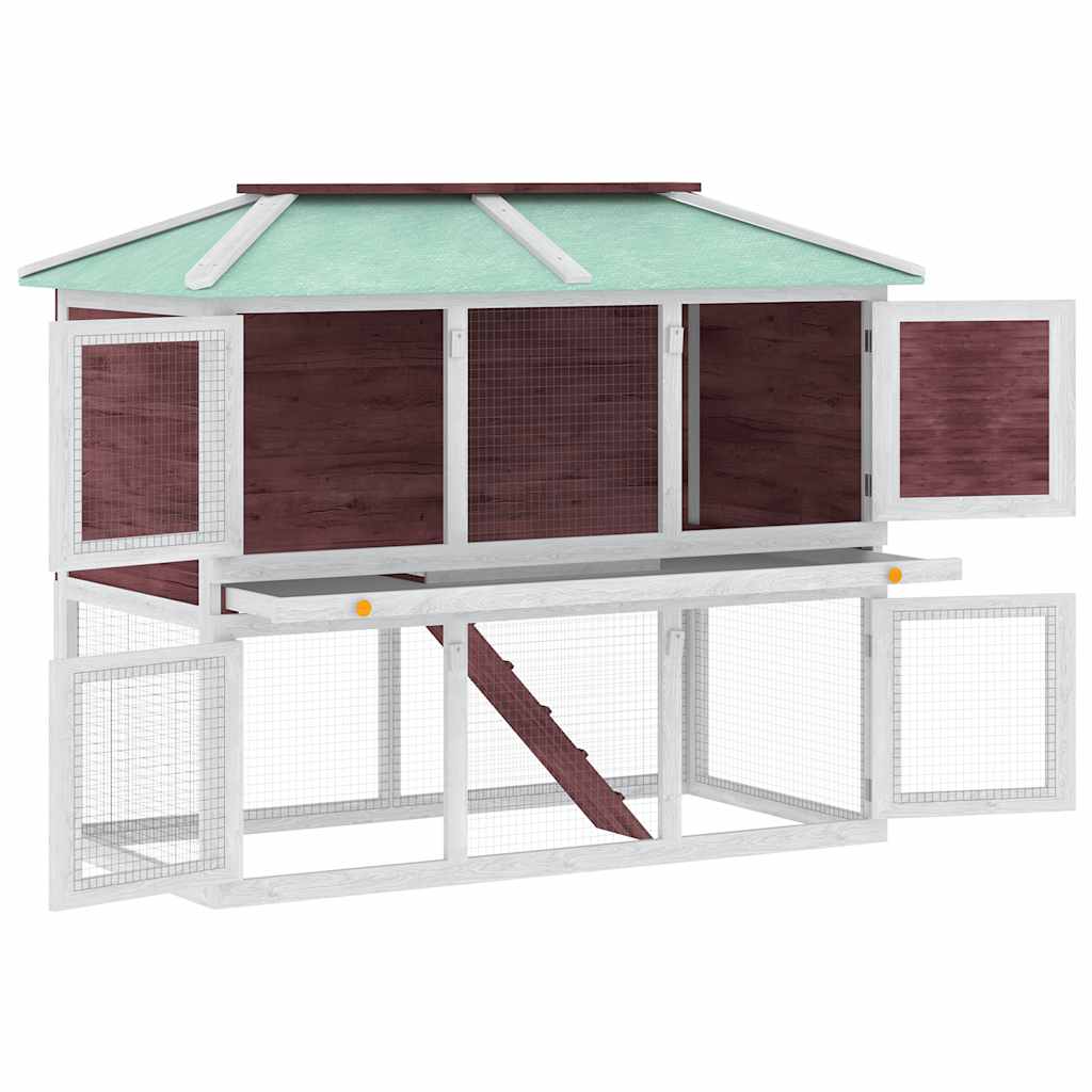 Κλουβί Ζώων / Κουνελιών Δύο Ορόφων Καφέ Ξύλινο - PAKOBAZAAR