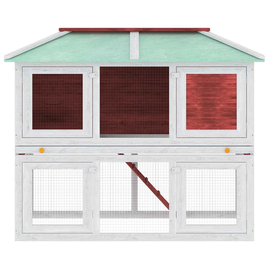 Κλουβί Ζώων / Κουνελιών Δύο Ορόφων Κόκκινο Ξύλινο - PAKOBAZAAR